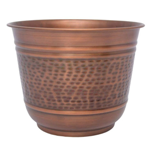 Jardinière en cuivre vintage en promotion avec design côtelé et deux poignées pour usage extérieur ou intérieur - Product Image 5