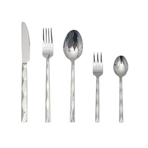 Ensemble de couverts modernes en acier inoxydable, finition miroir, compatibles lave-vaisselle, couverts de mariage avec manche à motifs - Product Image 2