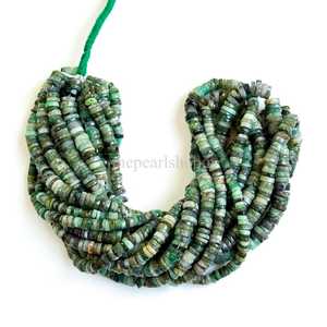 ลูกปัดมรกตธรรมชาติทรงเหลี่ยมขนาด 5-6 มม. ลูกปัดมรกตทรงดิสก์แบบล้อ ขนาด 16 นิ้ว สำหรับทำเครื่องประดับ - Product Image 1