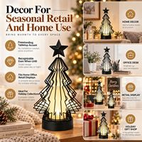Vente en gros : Lumière LED pour sapin de Noël en fil métallique noir avec étoile sur le dessus pour la décoration de table moderne des fêtes, destinée aux acheteurs en gros