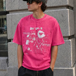 Camisetas de Cuello Redondo y Manga Corta para Hombre, Estilo Oversize, Lavado Ácido, 250 g/m², Algodón Vintage, Impresión DTG de Verano - Product Image 3