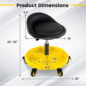 Sedia da Garage Regolabile in Altezza con Vassoio Portautensili per Riparazioni Auto - Product Image 3