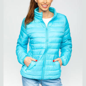 Blouson d'hiver matelassé bleu 2026 pour femme, chaud, à capuche, en coton, coupe ajustée, vente en gros - Product Image 5