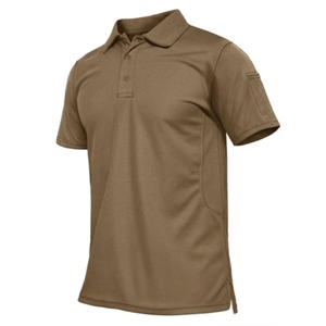 เสื้อโปโลแขนสั้นสีเทาสำหรับผู้ชาย สีพื้น สวมใส่สบาย ผ้าถักโพลีเอสเตอร์ แห้งเร็ว ทรงปกติ มีกระเป๋า - Product Image 1