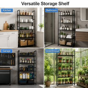 Étagère à livres autoportante à 5 niveaux, 62x24 pouces, étagère de rangement ouverte avec cadre en métal noir - Product Image 5