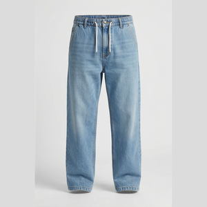 Jean en denim coupe droite délavé clair pour homme, taille haute, coupe classique, en coton, style décontracté, pantalon de printemps - Product Image 1
