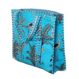 Handmade Cotton Quilted Tote <b>Bag</b> Floral Pattern Eco-Friendly Travel Storage Shoulder <b>Bag</b> Large Size Zipper Closure <b>Long</b> Handle - Product Image 1