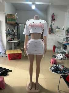 Hot Sale Summer <b>Sexy</b> Crop Flower Design <b>Skirt</b> Designer Piece Set Women Exposed Navel <b>Short</b> <b>Skirt</b> Set - Product Image 2