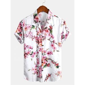 Chemise imprimée à manches courtes pour hommes, 100% coton, vente en gros, Logo personnalisé - Product Image 3