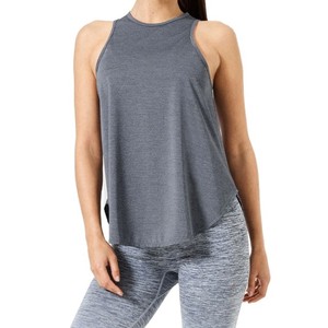 Débardeur gris sans manches pour femme, col rond, tricoté, couleur unie, style décontracté, respirant, 100% coton, Worjout - Product Image 4