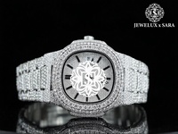 Montre de luxe pour homme en acier inoxydable, sertie de moissanite et de diamants, style hip-hop, idéale pour les soirées en boîte de nuit et les spectacles