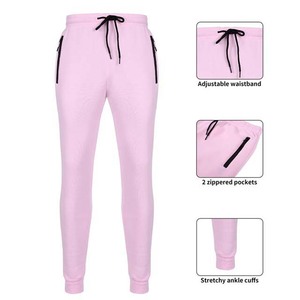 Ensemble de survêtement unisexe rose à capuche, décontracté, en polyester, avec cordon de serrage et poches latérales, pour l'automne - Product Image 4