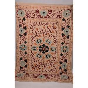 Lavinas Vintage Kantha Suzani <b>Quilt</b> Handmade Cotton Floral Embroidery Boho Indian Eco-Friendly Washable All-Season <b>Throw</b> Blanket - Product Image 1