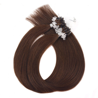 Extensiones de Cabello Chino con Micro Anillos de Queratina KSWIGS, Doble Trama, Cabello Humano Remy de la Mejor Calidad, Textura Lisa, Trama Individual