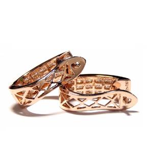 Pendientes de aro de oro rosa de 14k con corte de princesa, joyería fina de lujo con ajuste Invisible - Product Image 3