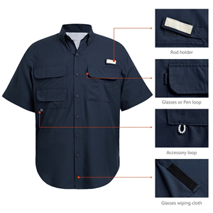 Nueva Llegada, Camisas de Pesca para Hombre con Protección Solar UPF50, Camisas de Pesca de Manga Corta Personalizadas con Botones, Estilo Estadounidense - Product Image 5