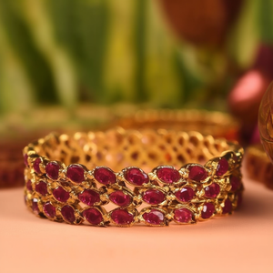 Gold Plated Copper Brass Alloy Kemp <b>Ruby</b> Bangles 2x6-Bohemian Religious <b>Bracelet</b> for Wedding Engagement Party Gift - Product Image 3