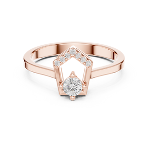 Anillo de Compromiso de Oro Rosa con Diamante Cultivado en Laboratorio, Diseño de Halo Geométrico, Elegante Joyería Nupcial, Anillo Premium al por Mayor - Product Image 1