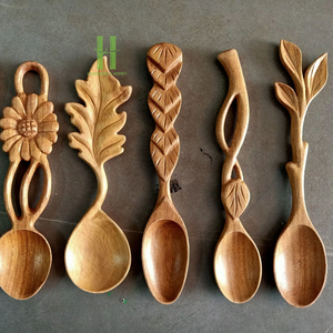 Meilleur prix, cuillère en bois sculptée à la main, cuillère à café, à miel, à dessert en bois naturel créatif, ustensile de cuisine décoratif, ensemble cadeau - Product Image 6