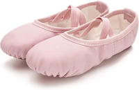 Zapatillas de Ballet Profesionales de Piel Genuina Premium con Suela Partida de Lona Suave, Elásticas y Cómodas para Entrenamiento y Recitales de Danza para Mujer