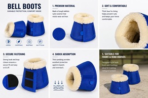 Protège-encoches pour chevaux, bleu uni, en polyester, protection contre les chocs pour les sabots avant et arrière, durables, confortables, absorption des chocs - Product Image 2
