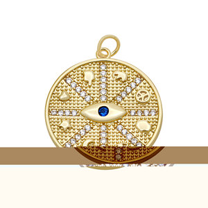 Gold Plated 925 Silver Bezel Setting Zircon Charm Pendant <b>Set</b> Moon Star Eye Butterfly Lock Cross DIY Unisex Necklace - Product Image 6