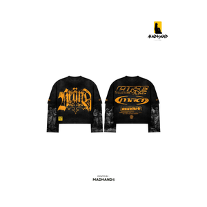 T-shirt à manches longues double couche délavé à l'acide personnalisé |   T-shirt graphique streetwear gothique poids lourd |   Fabricant de vêtements imprimés OEM - Product Image 1