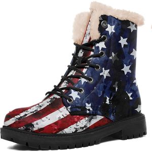 รองเท้าบูตลุยหิมะครึ่งน่องทำจากธงชาติอเมริกา2025รองเท้าบูทฤดูหนาวมีคุณสมบัติกันความร้อนของขวัญส่วนบุคคลสำหรับทหารผ่านศึก - Product Image 2