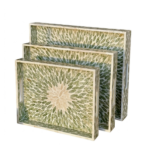 Refined Handcrafted Mother of Pearl Inlay Tray Decorative Platter for Upscale Living <b>Table</b> <b>Storage</b> - Product Image 2