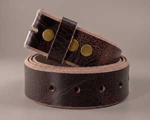 Ceinture en cuir faite à la main à boucle à pression, marron foncé, 1,5 pouce de large, durable, cadeau promotionnel - Product Image 1