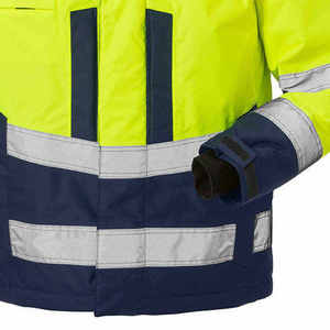 Hi Vis Reflective CE Certified Safety Jacket Waterproof Hooded Workwear Men's Polyester Puffer <b>Coat</b> Needle <b>Detection</b> Zipper - Product Image 4