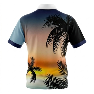 Camisa Polo Personalizada para Hombre con Estampado de Palmeras y Atardecer Tropical, Camisa de Golf Casual de Manga Corta, Ropa al por Mayor OEM/ODM - Product Image 4