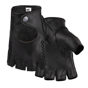 Premium <b>Black</b> <b>Fingerless</b> Leather Driving <b>Gloves</b> Adjustable Wrist Strap Breathable Design for Gym Fitness Cycling Training Unisex - Product Image 6