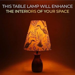 Printed Rectangle Wooden Base Table Lamp with E27 <b>Socket</b> Plug Tabletop Bedside <b>Desk</b> Light for Living Room Bedroom Hotel Decor - Product Image 6
