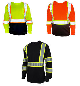 Chemises de travail à manches longues à séchage rapide, haute visibilité, réfléchissantes, pour la construction, col rond, prix de gros - Product Image 6