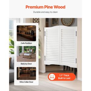 Porte a Battente per Interni in Legno di Pino Premium, 32"W X 36"H, con Parte Superiore Arcuata, Kit di Cerniere e Accessori, Porte Doppie a Battente Stile Saloon - Product Image 3