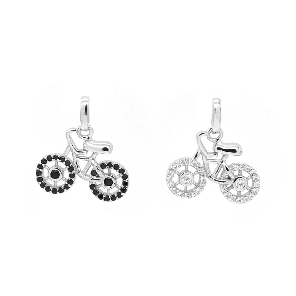 925 Silver Pendant Bicycle Crystal CZ Pendant Jewelry