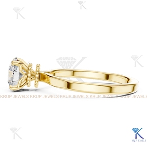 Anillo de compromiso solitario con diamante cultivado en laboratorio, corte redondo, E VVS2, certificado IGI, en oro macizo con engaste de corona, estilo filigrana vintage. - Product Image 2