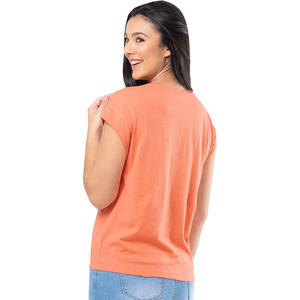 Camiseta Holgada de Algodón Estampada con Cuello en V y Manga Corta para Mujer, Talla Grande, Unisex - Product Image 3