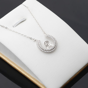 Collier en argent S925 avec perle, pendentif pour clavicule, accessoires de bricolage, style européen américain, composants de bijoux coréens - Product Image 1