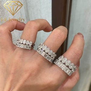 14K White Gold Emerald Cut Lab Grown Diamond Eternity Wedding Band Full <b>Circle</b> Stackable <b>Ring</b> IGI Fine Jewelry - Product Image 4