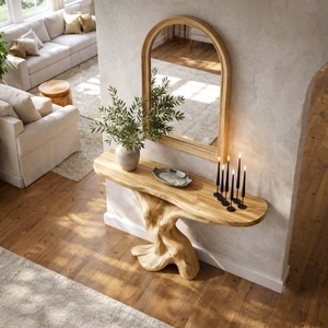 Mesa Consola de Madera Maciza con Borde Natural Irregular Estilo Wabi Sabi, Mesa de Entrada Rústica para Recibidor, Mesa Decorativa Larga para Pasillo - Product Image 3
