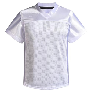 Athletic Knit Training White V-Neck Short Sleeve Mesh Soccer Jersey Breathable Mesh Custom Team Logo OEM Service - Product Image 1