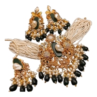 Parures de bijoux pour femmes de haute qualité en gros, collection de bijoux de mariée et de soirée pour femmes, en acier inoxydable Kundan, 5 pièces