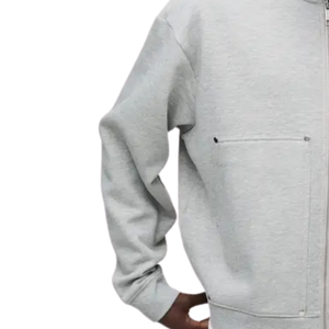 OEM <b>Men</b>’s Boxy Full Zip Hoodie Adjustable Cord Hood Split <b>Pouch</b> Pockets Wide Body Custom Sweatshirt Manufacturer - Product Image 5