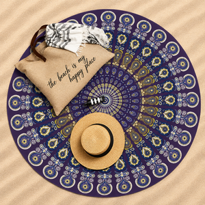 Serviette de plage ronde 100% coton, motif imprimé, vente en gros en Inde. Serviette de plage ronde mandala au prix le plus bas. - Product Image 5