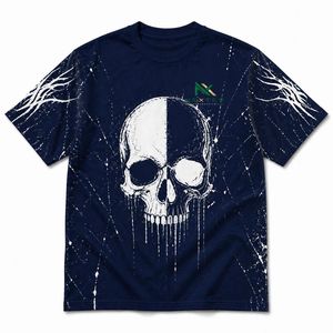 Custom <b>Grunge</b> Split Skull Print T-Shirt Men Streetwear Graphic Tee Aggressive Oversized <b>Top</b> - Product Image 5