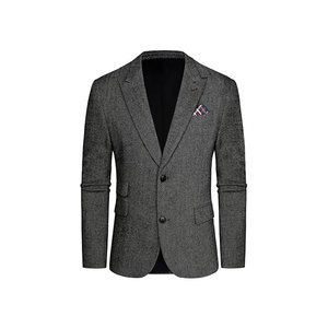 Blazer de Hombre de Lana con Diseño Espigado, Cuello Solapa, Estilo Británico, Corte Regular, Tejido Antiencogimiento - Product Image 1