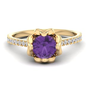 Bague de naissance REYES en moissanite étincelante de clarté VVS pour femme, en argent sterling 925, coupe ronde, pierre précieuse améthyste 1 carat, bijoux fins - Product Image 6