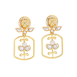 Ensemble de boucles d'oreilles en zircon et perle plaqué or 24 carats - Bijoux tendance de luxe pour filles - Product Image 2